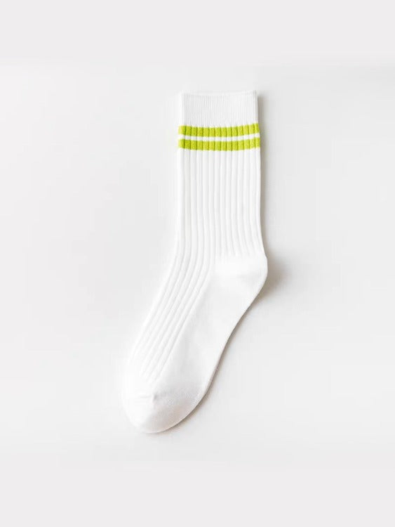 Preppy Style Skateboard Striped Crew socks