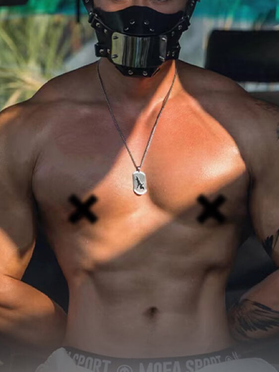 Sexy handsome puppy's metal muzzle mask hood gay male BDSM Sex Toys Sexy handsome puppy's metal muzzle mask hood gay male BDSM Sex Toys