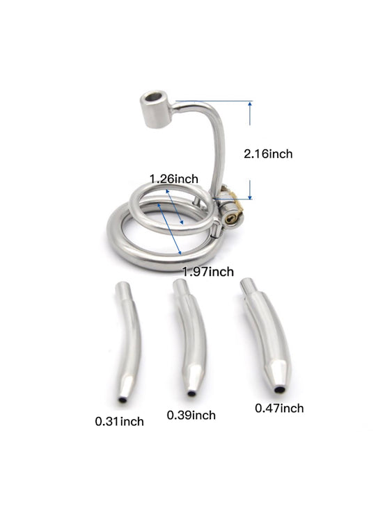 Stainless Steel Cock Cage With 3 Pee Tubes For BDSM Chastity Game