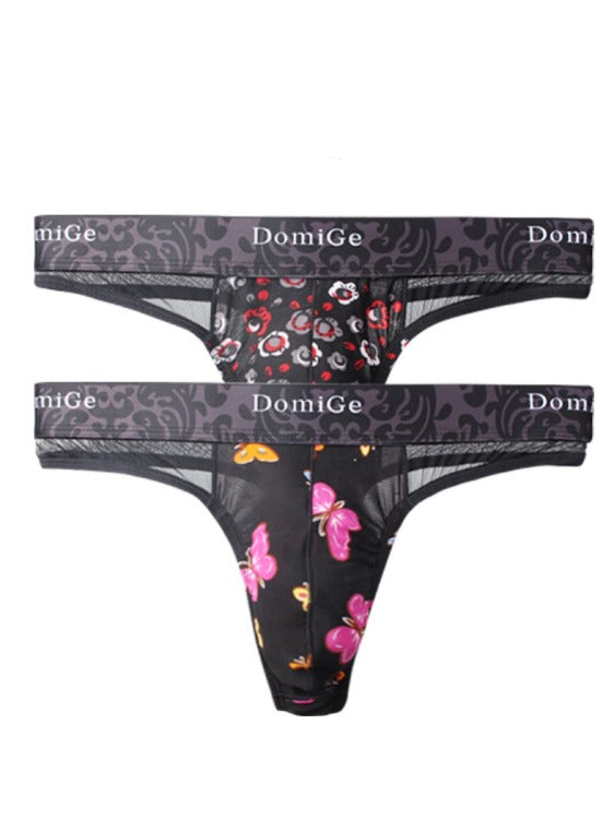 2 PCS Sheer and Sexy: Floral Patterned Thong