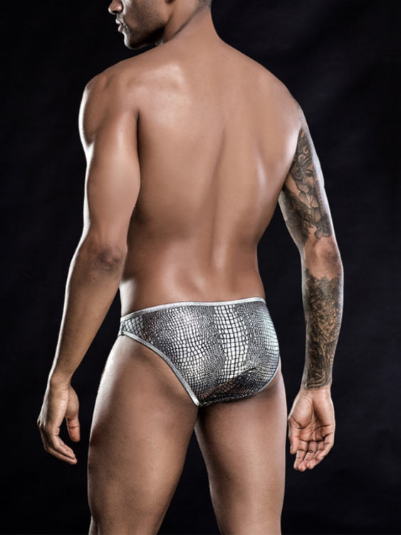 Seductive Snake-patterned Faux Leather Underwear