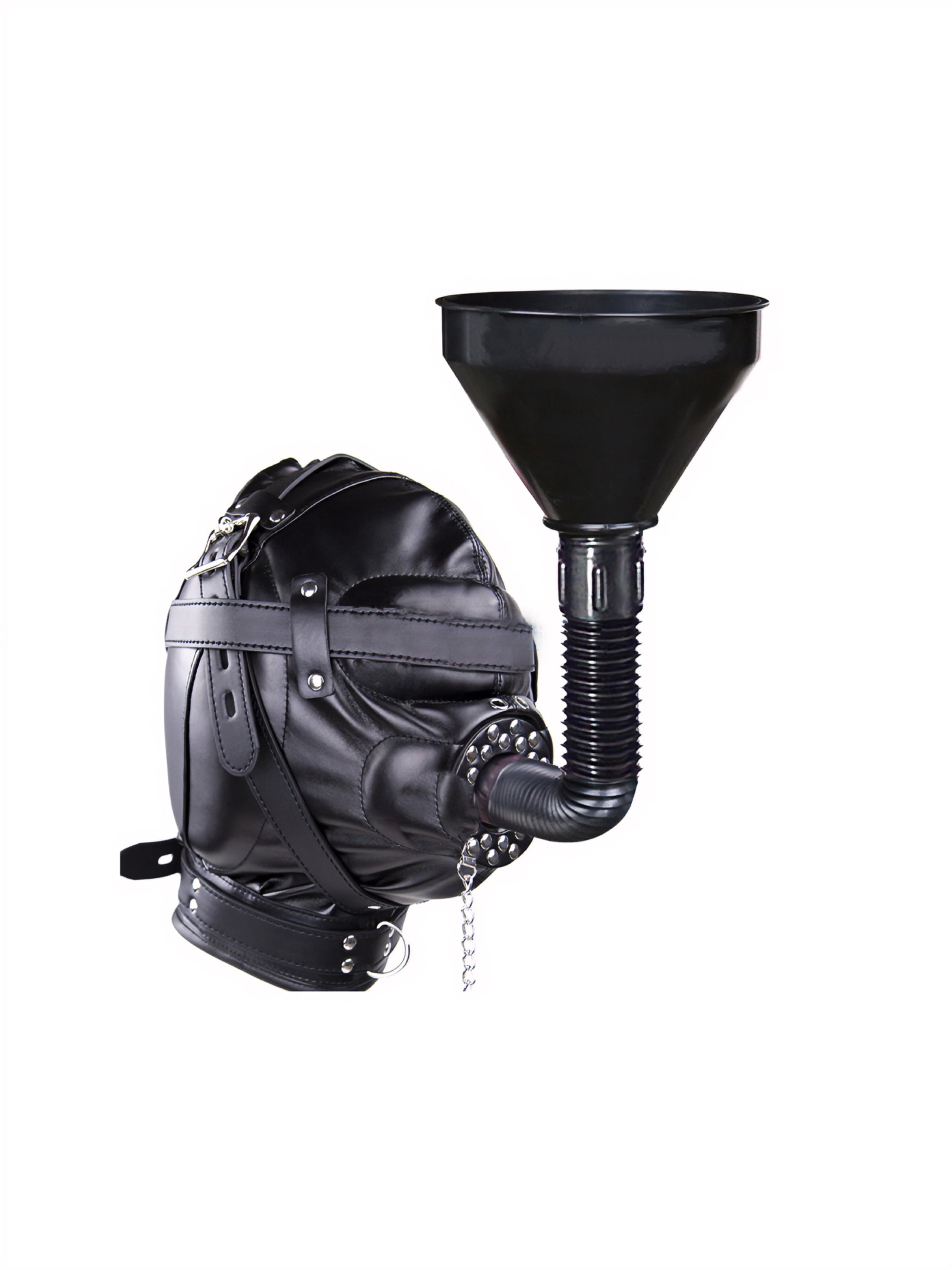 Leather Hood With Funnel Gag - Watersports - Fetish - Sex Toys For Gay Men Kinks ｜Whitesockshop