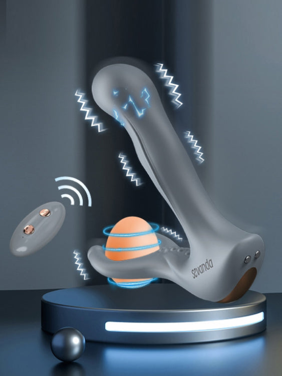 Remote Control Vibrating Anal Plug And Ball Stretcher With Electric Sh Remote Control Vibrating Anal Plug And Ball Stretcher With Electric Sh
