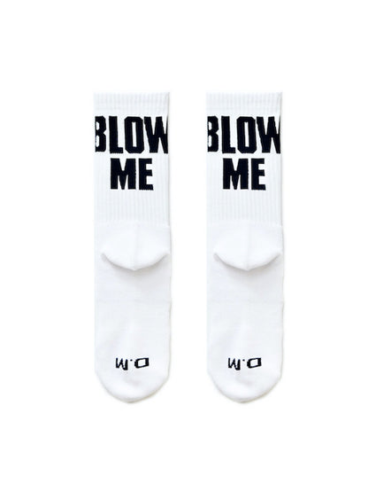 Dirty Talk Series Blow Me White Socks