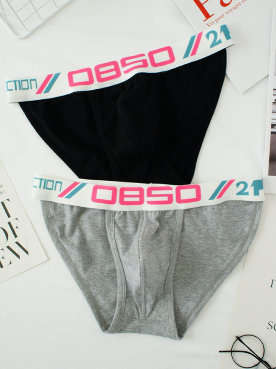 2 PCS Simple Pure Cotton Low Waist High-Cut Brief