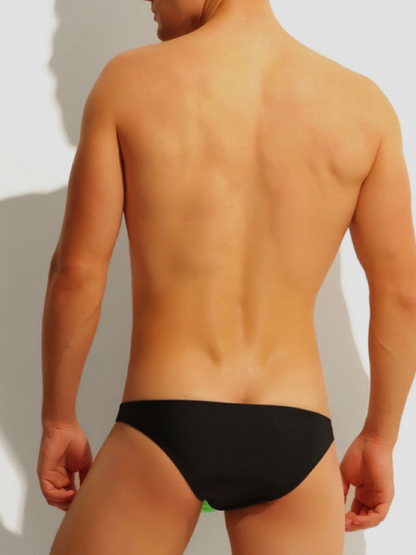 Bold and Sexy Men's Triangle Underwear with Color-Block Design and Shiny Material
