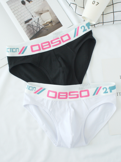 2 PCS Simple Pure Cotton Low Waist High-Cut Brief