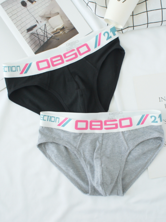 2 PCS Simple Pure Cotton Low Waist High-Cut Brief