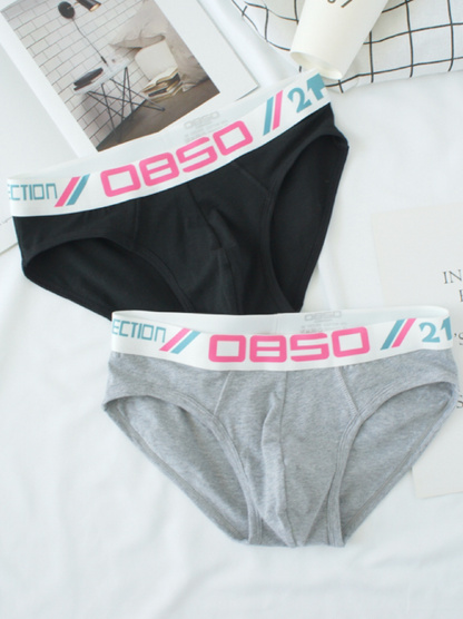 2 PCS Simple Pure Cotton Low Waist High-Cut Brief