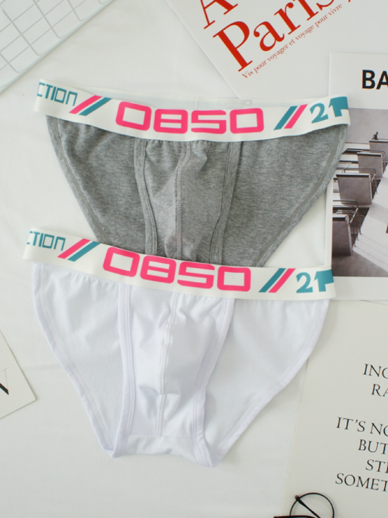 2 PCS Simple Pure Cotton Low Waist High-Cut Brief