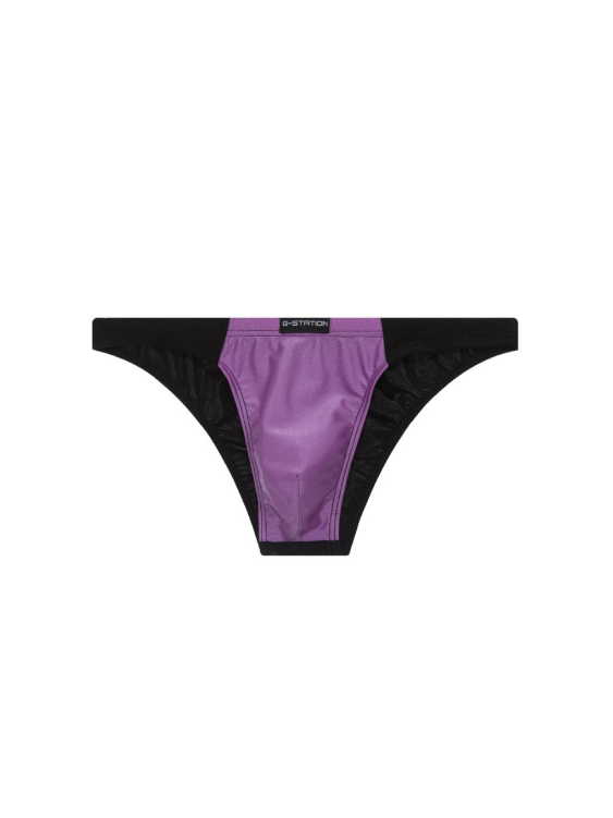 Bold and Sexy Men's Triangle Underwear with Color-Block Design and Shiny Material